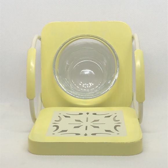 Yankee Candle Beach Chair Tea Light Candle Vintage Metal Pail Yellow & White 💛 - Picture 6 of 7